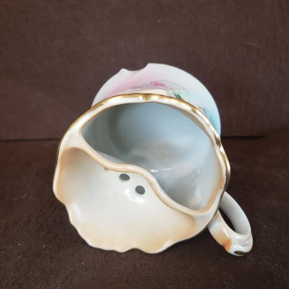 Vintage Antique Mustache Cup Brandenburg Roses‎ Germany